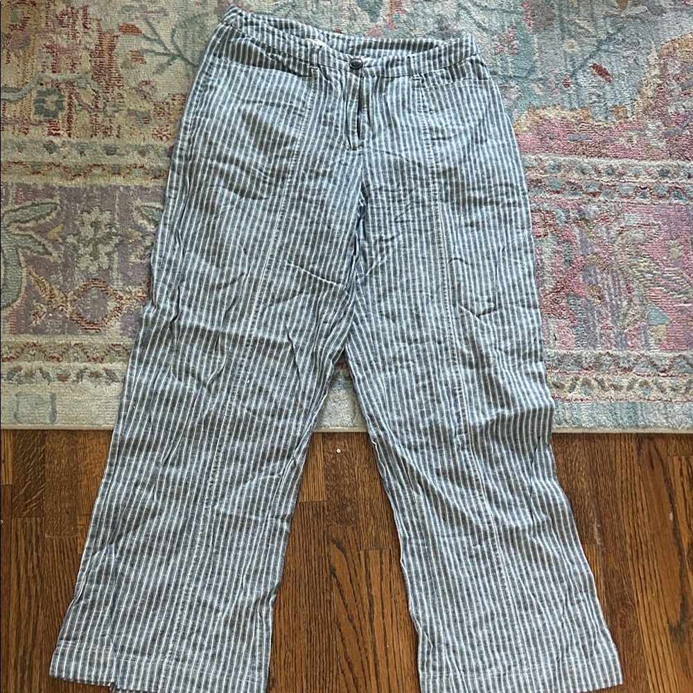 Sundance Striped Linen-Blend Pants - Gray & White